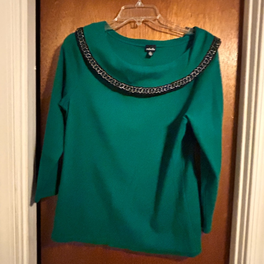 Rafaella Green Top with Chain Detail